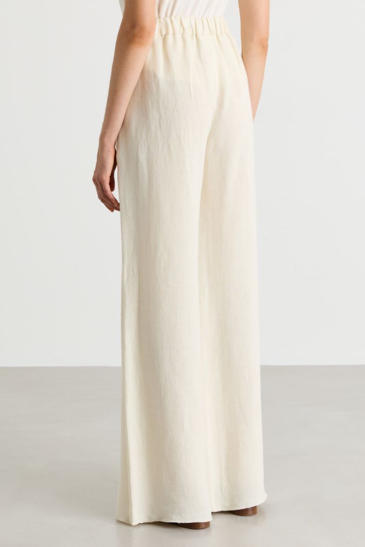 Wide-leg canvas trousers - WHITE - Intrend - 4