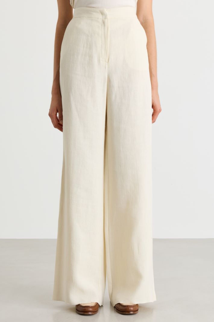 Wide-leg canvas trousers - WHITE - Intrend - 2