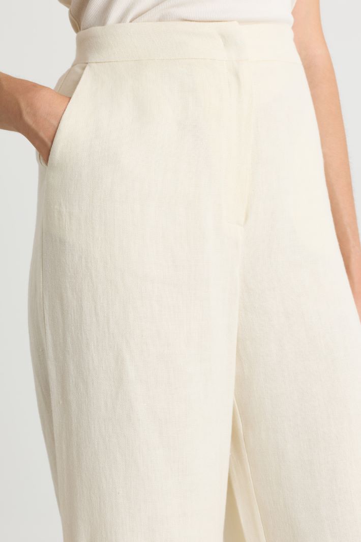 Wide-leg canvas trousers - WHITE - Intrend - 3