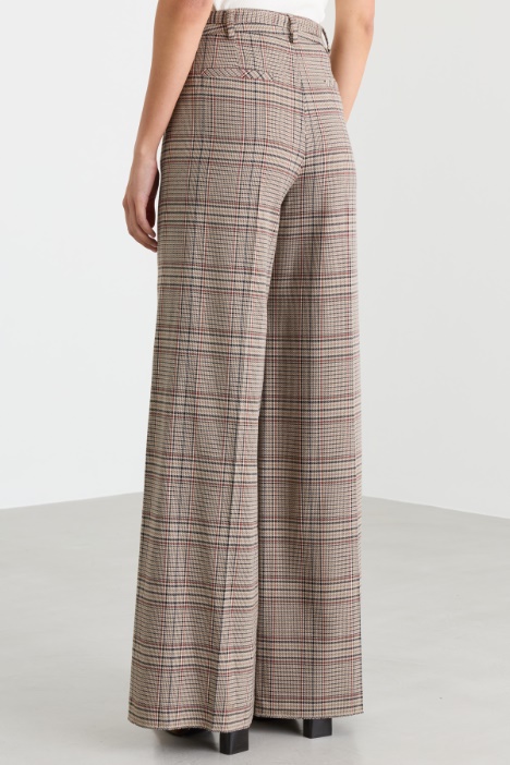 Pantalone stretch con disegno check