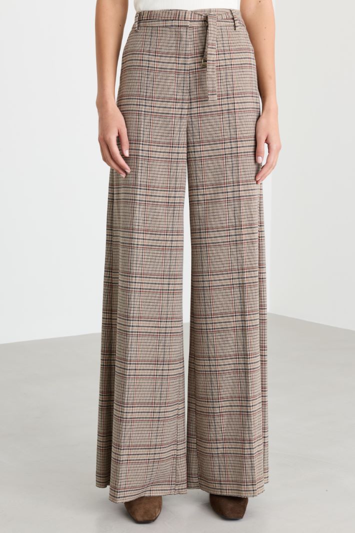 Stretch check trousers - BEIGE - Intrend - 2
