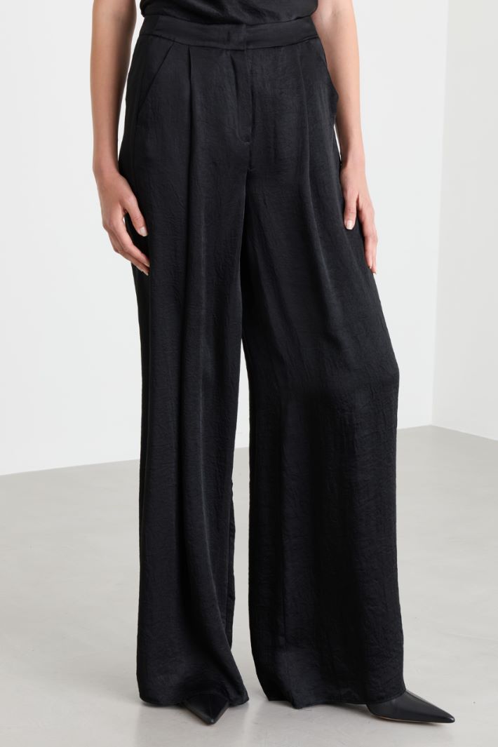 Pantalon en twill froissé - NOIR - Intrend - 2