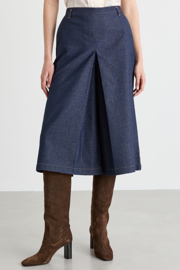 Gonna pantalone con piega - BLU - Intrend - 2