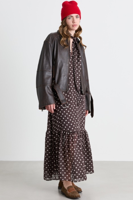 Polka-dot satin dress - Intrend