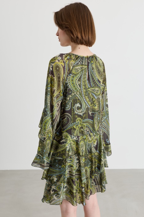 Abito corto in chiffon con balze