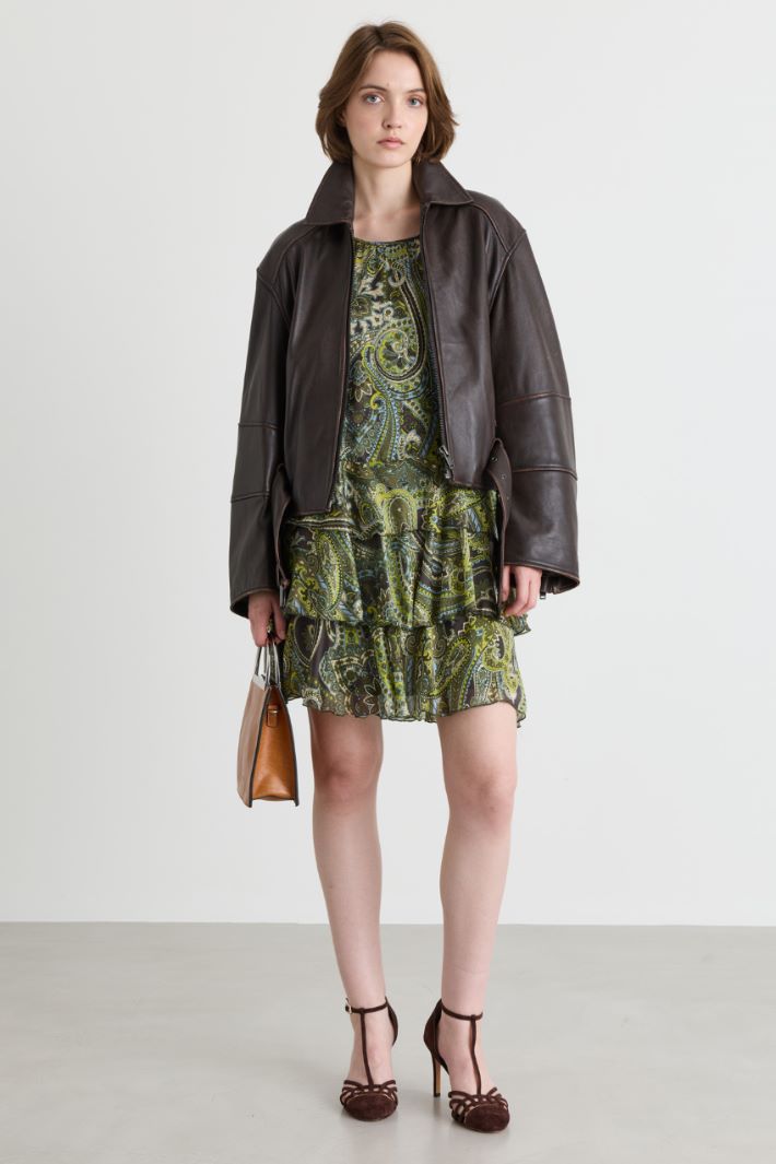 Short ruffled dress - GREEN - Intrend