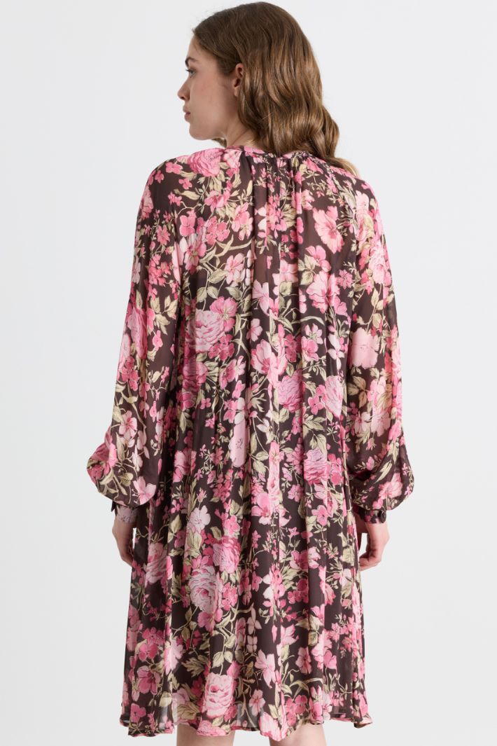 Floral Georgette Dress - BROWN - Intrend - 4
