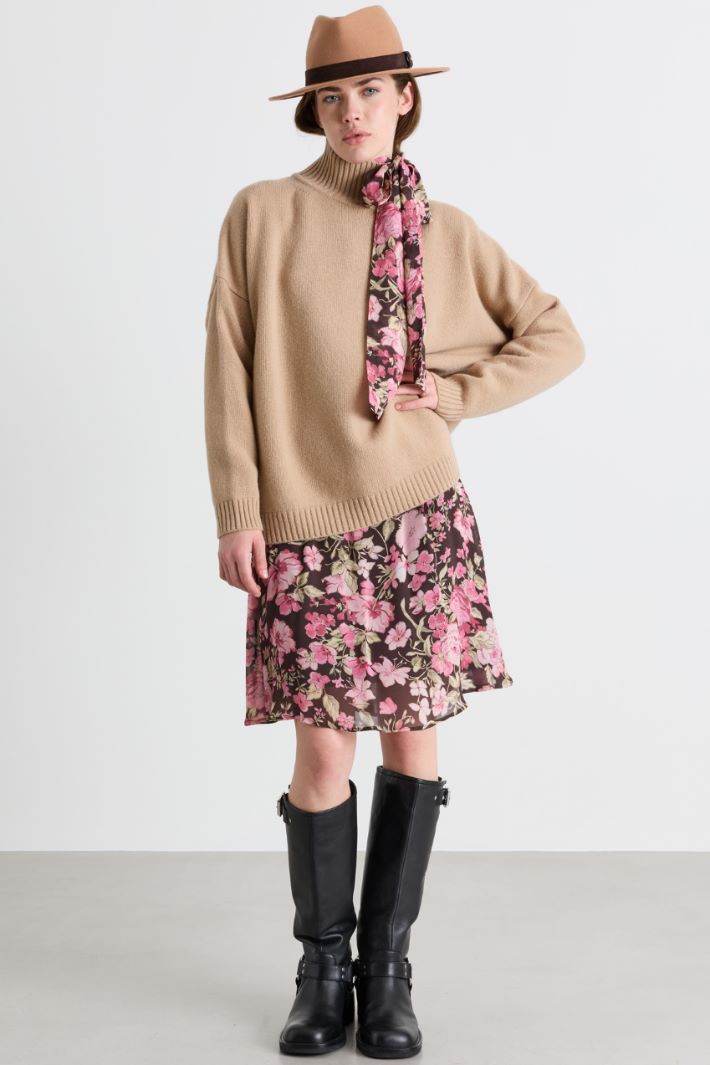 Floral Georgette Dress - BROWN - Intrend