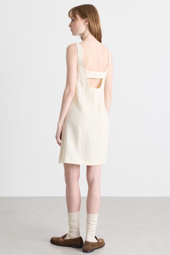 A-line canvas dress - WHITE - Intrend - 4
