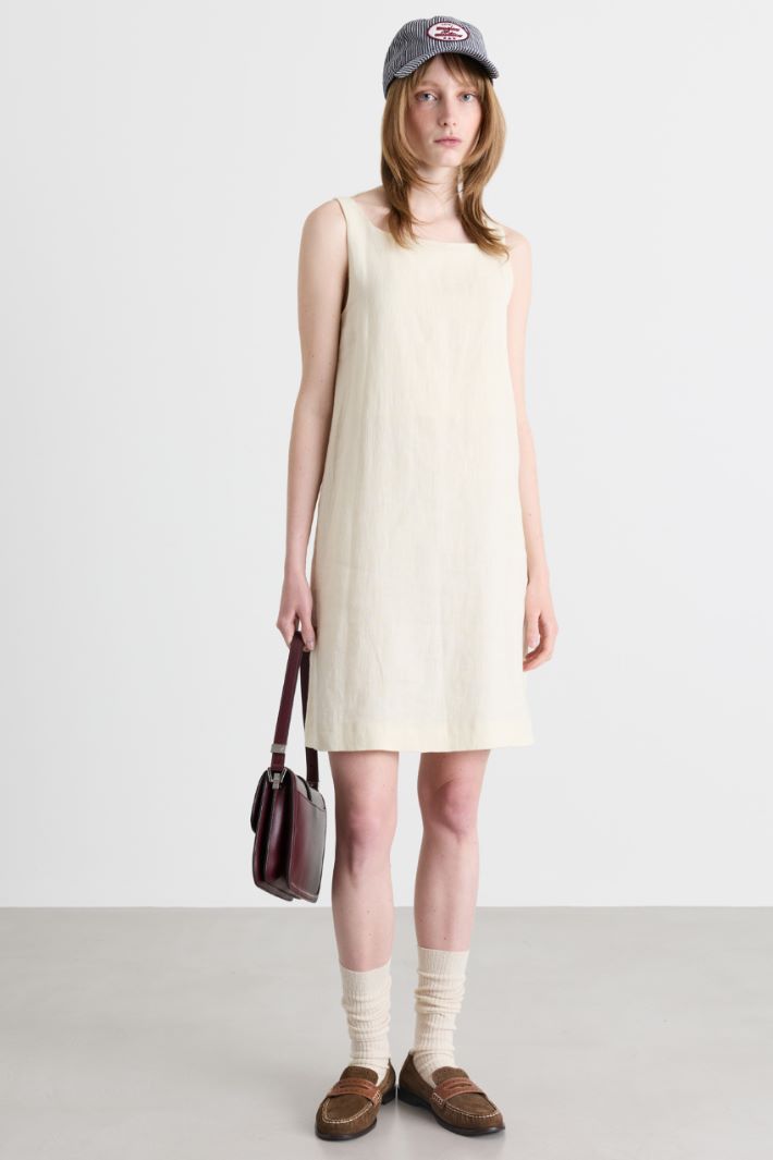 A-line canvas dress - WHITE - Intrend - 2