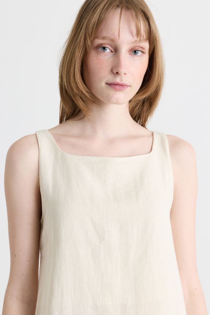 A-line canvas dress - WHITE - Intrend - 3