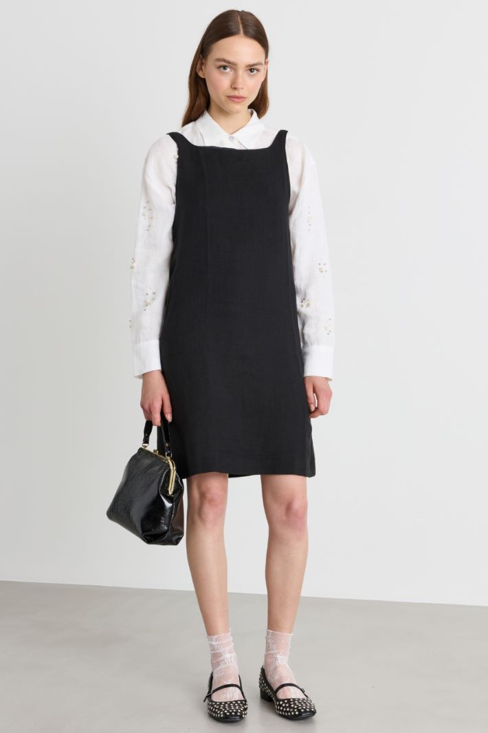 A-line canvas dress - BLACK - Intrend