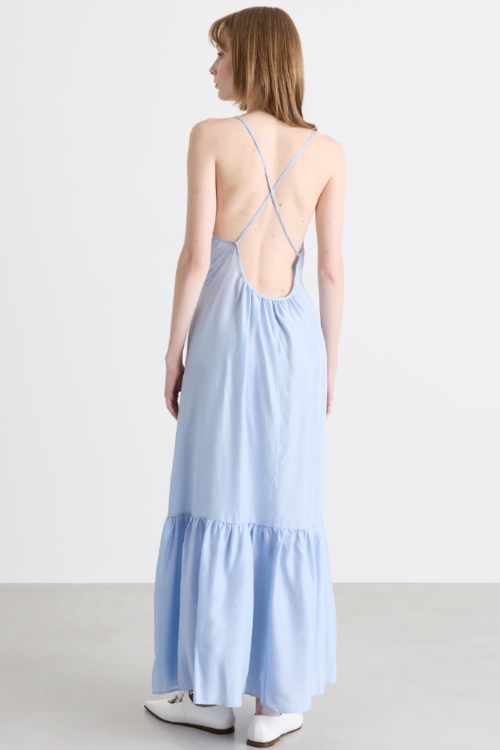 Flounced Long Dress - LIGHT BLUE - Intrend - 4
