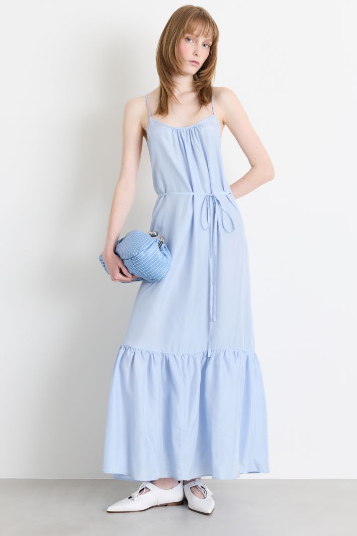Flounced Long Dress - LIGHT BLUE - Intrend - 2