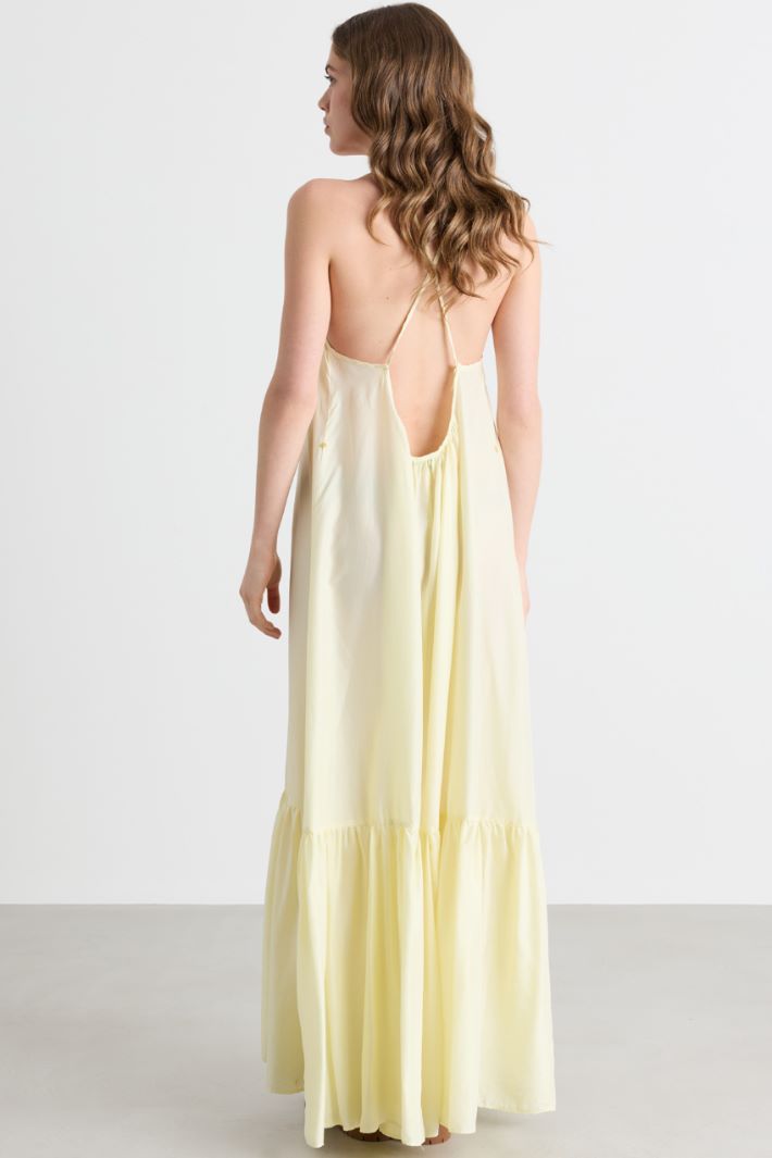 Flounced Long Dress - WHITE - Intrend - 4
