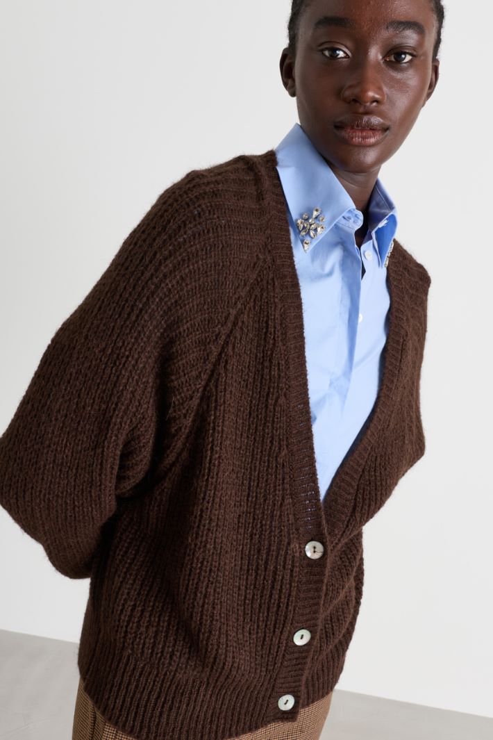 Cardigan con ampio scollo - MARRONE - Intrend - 3