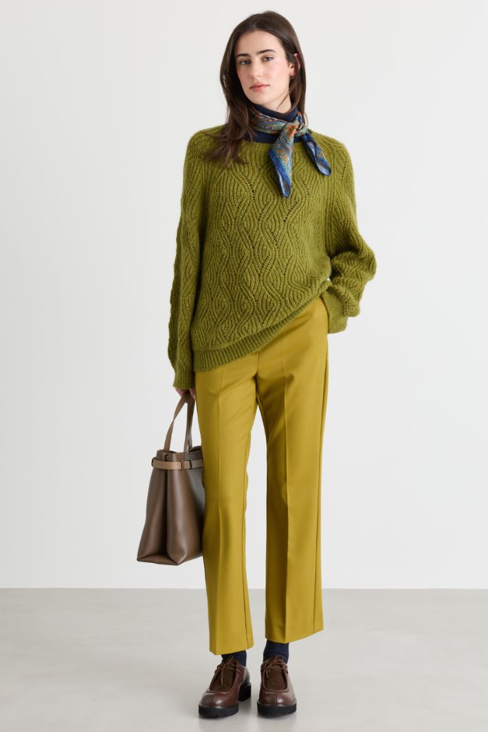 Wave-patterned jumper - GREEN - Intrend