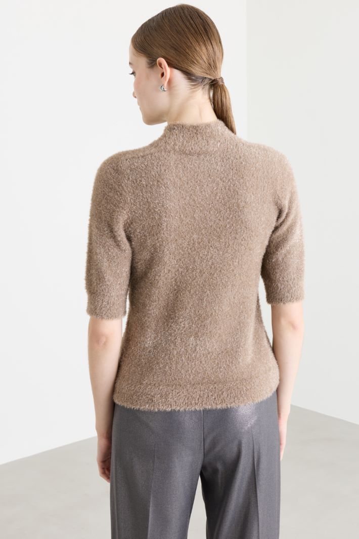 Short-Sleeved High-Neck Jumper - CAMEL - Intrend - 4