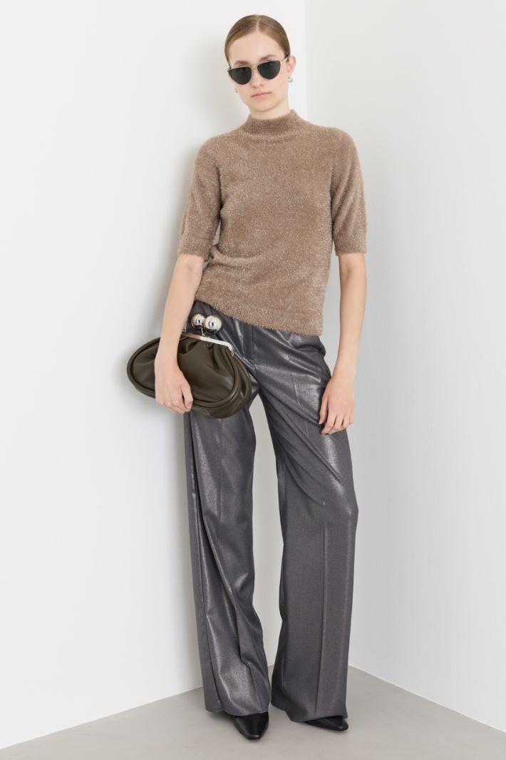 Short-Sleeved High-Neck Jumper - CAMEL - Intrend