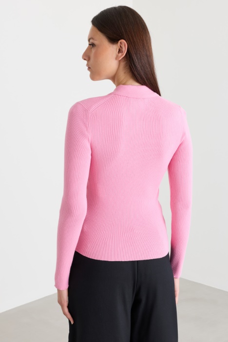 Maglia a polo con bottoni gioiello