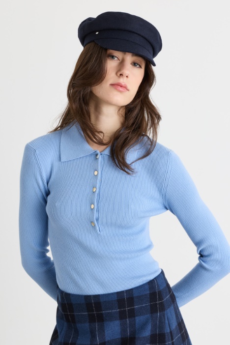 Polo en maille à boutons-bijoux - Intrend