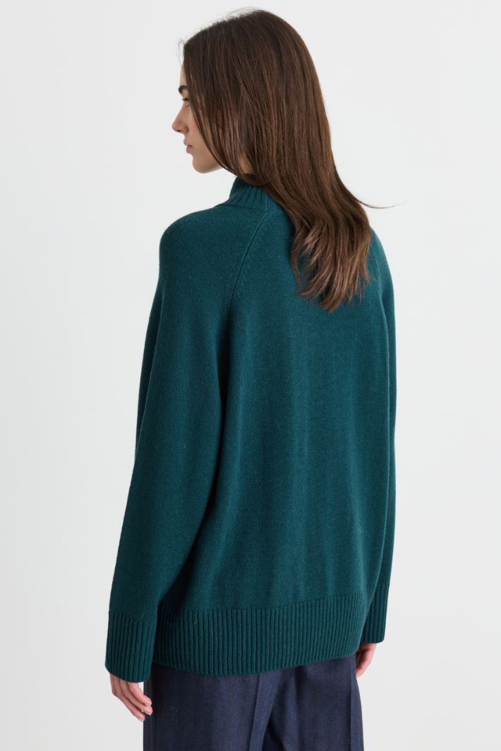 Maglia ampia con collo alto - VERDE - Intrend - 4