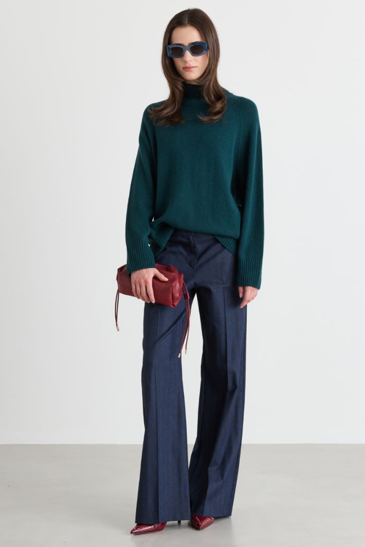Maglia ampia con collo alto - VERDE - Intrend