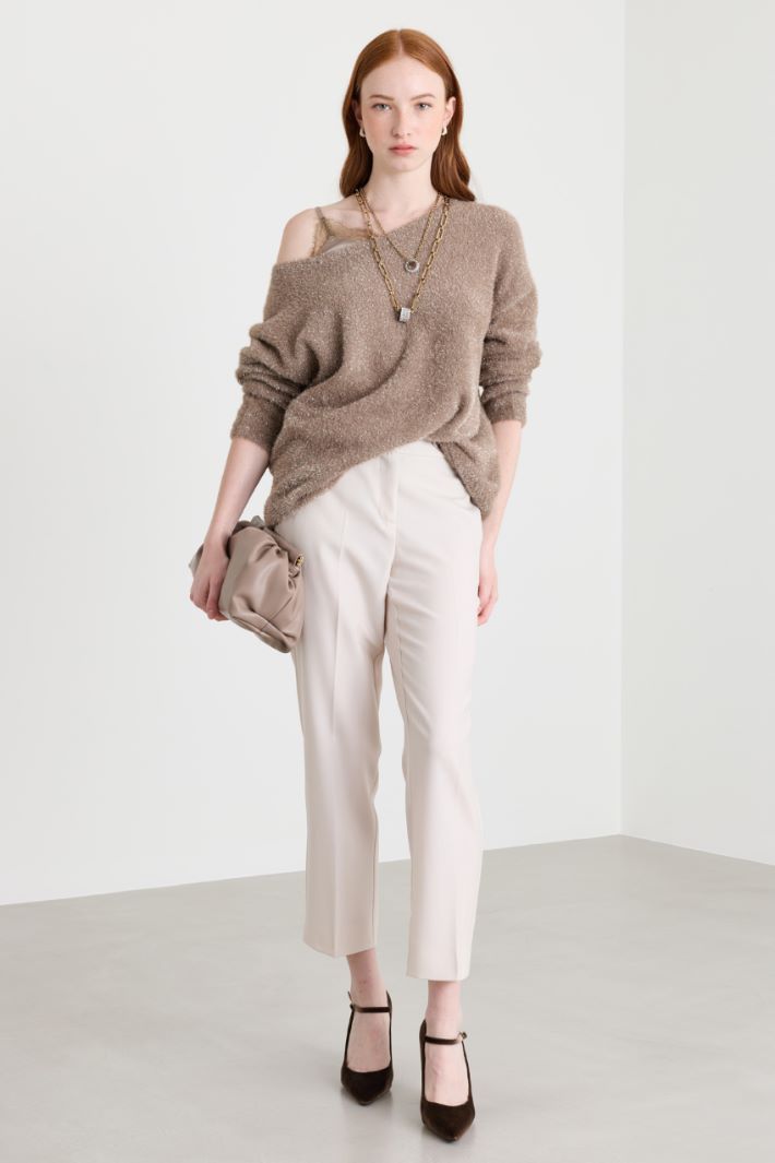 Kuschelweicher Pullover mit überschnittenen Schultern - BEIGE - Intrend