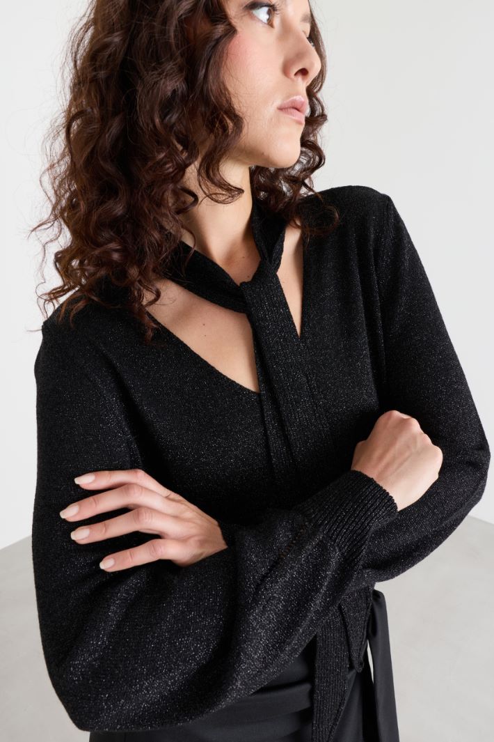 Pull à col foulard - NOIR - Intrend - 3