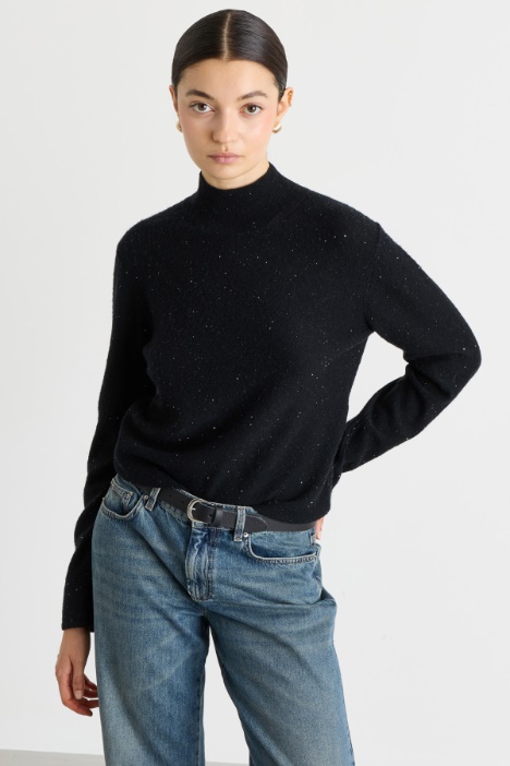 Micro-sequinned high-neck jumper - Intrend