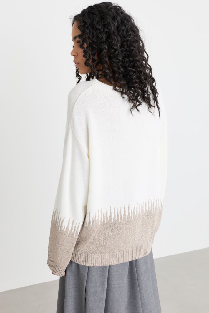 Pull en laine mélangée à motif intarsia - BLANC BEIGE - Intrend - 4