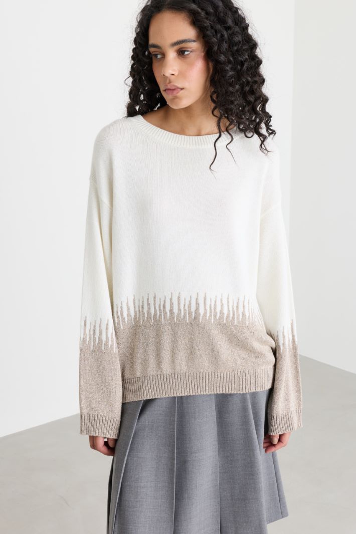 Pull en laine mélangée à motif intarsia - BLANC BEIGE - Intrend - 2