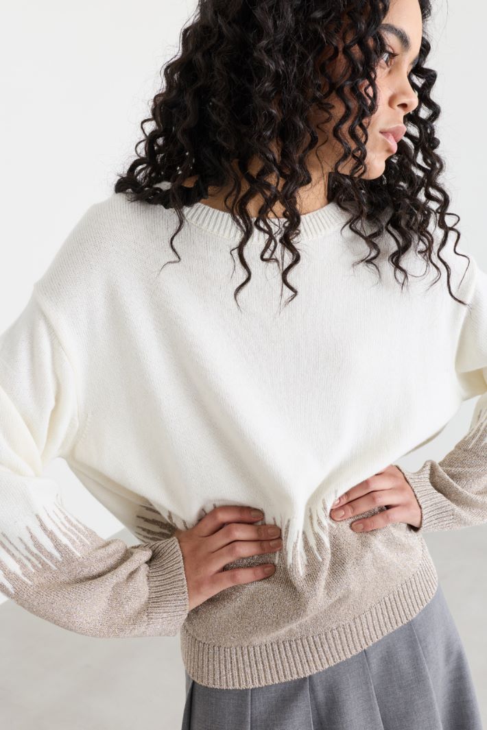 Pull en laine mélangée à motif intarsia - BLANC BEIGE - Intrend - 3