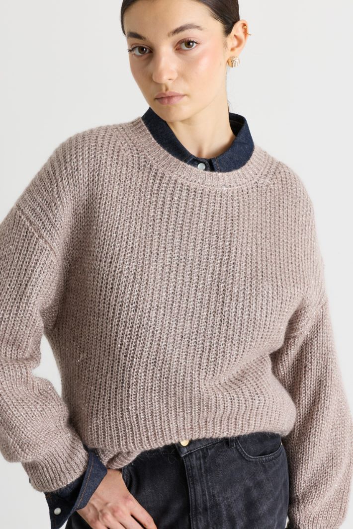 Pull à micro-paillettes - BEIGE - Intrend - 3