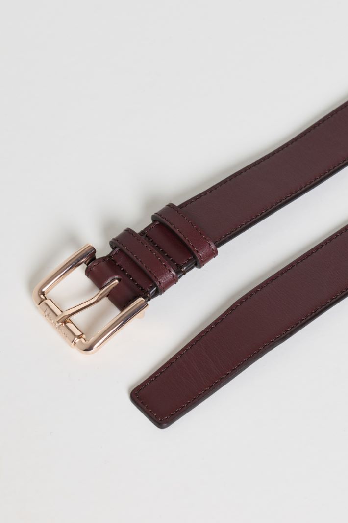 Smooth leather belt - BORDEAUX - Intrend - 2