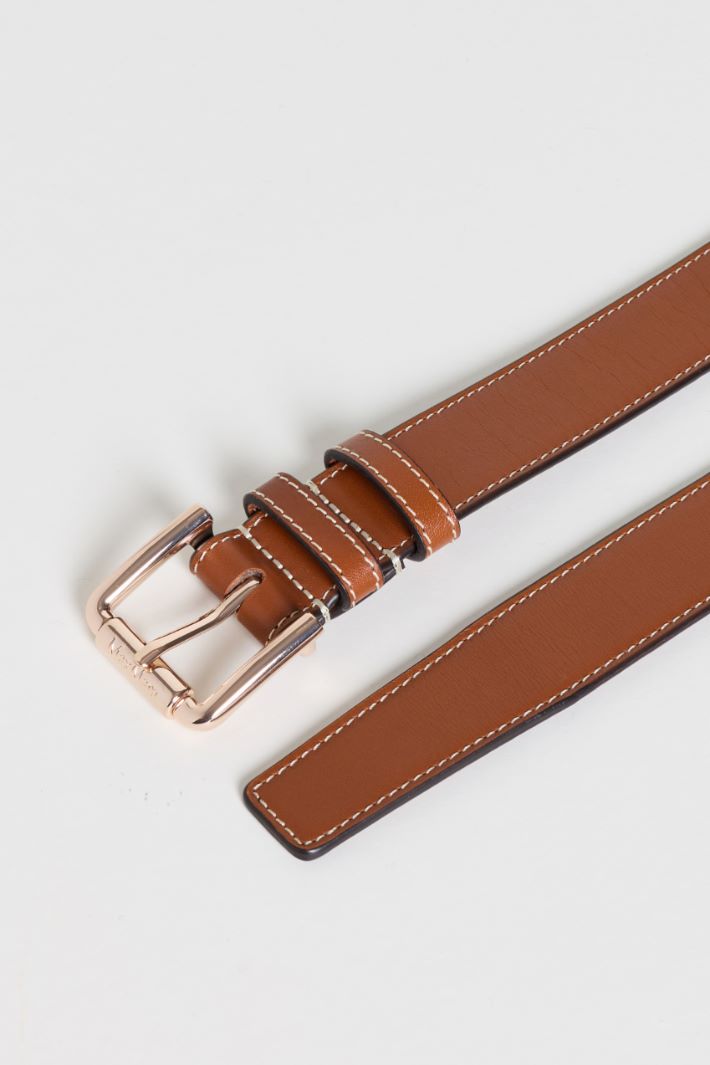 Smooth leather belt - BROWN - Intrend - 2