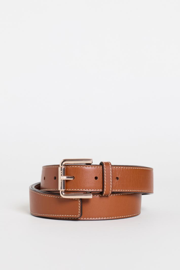Smooth leather belt - BROWN - Intrend