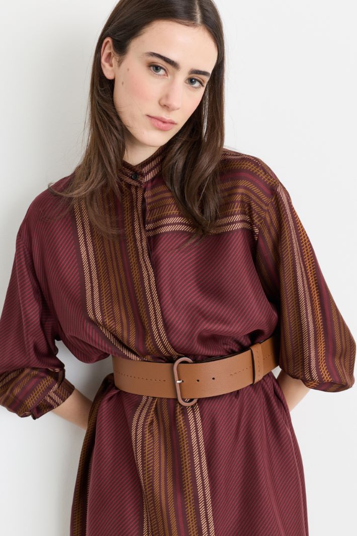 Leather Belt with Elasticated Insert - BROWN - Intrend - 3