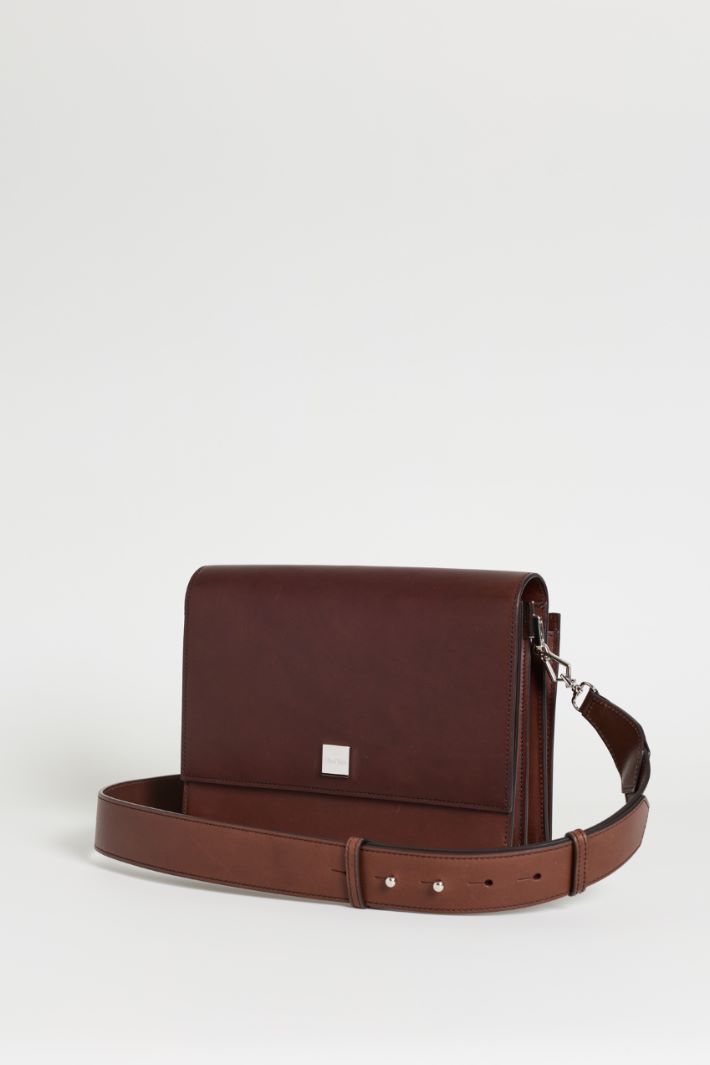 Leather Crossbody Bag - BROWN - Intrend - 2
