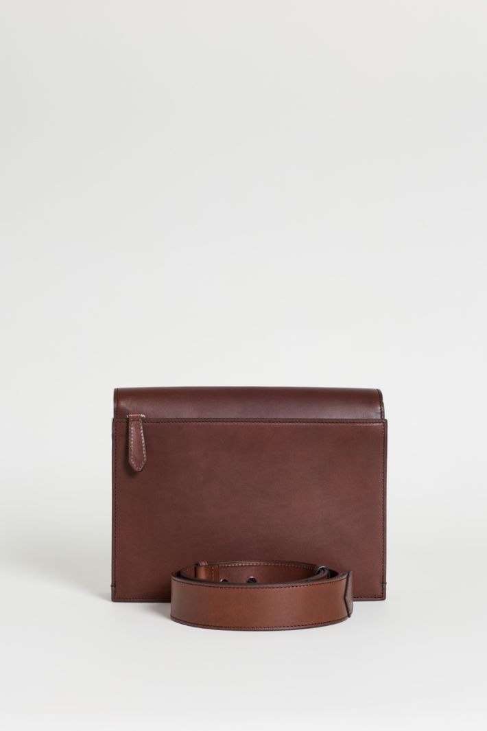 Leather Crossbody Bag - BROWN - Intrend - 3