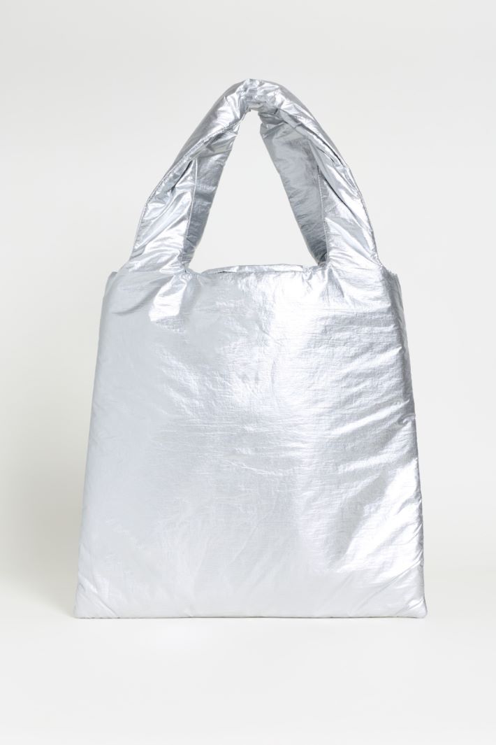Laminated Fabric Shopper - SILVER - Intrend - 3