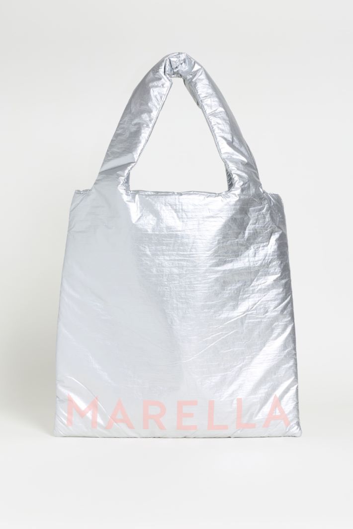 Laminated Fabric Shopper - SILVER - Intrend