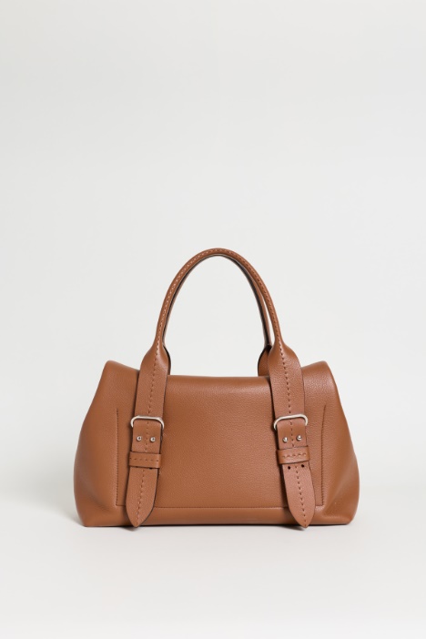 Bolso de mano de piel semibrillante