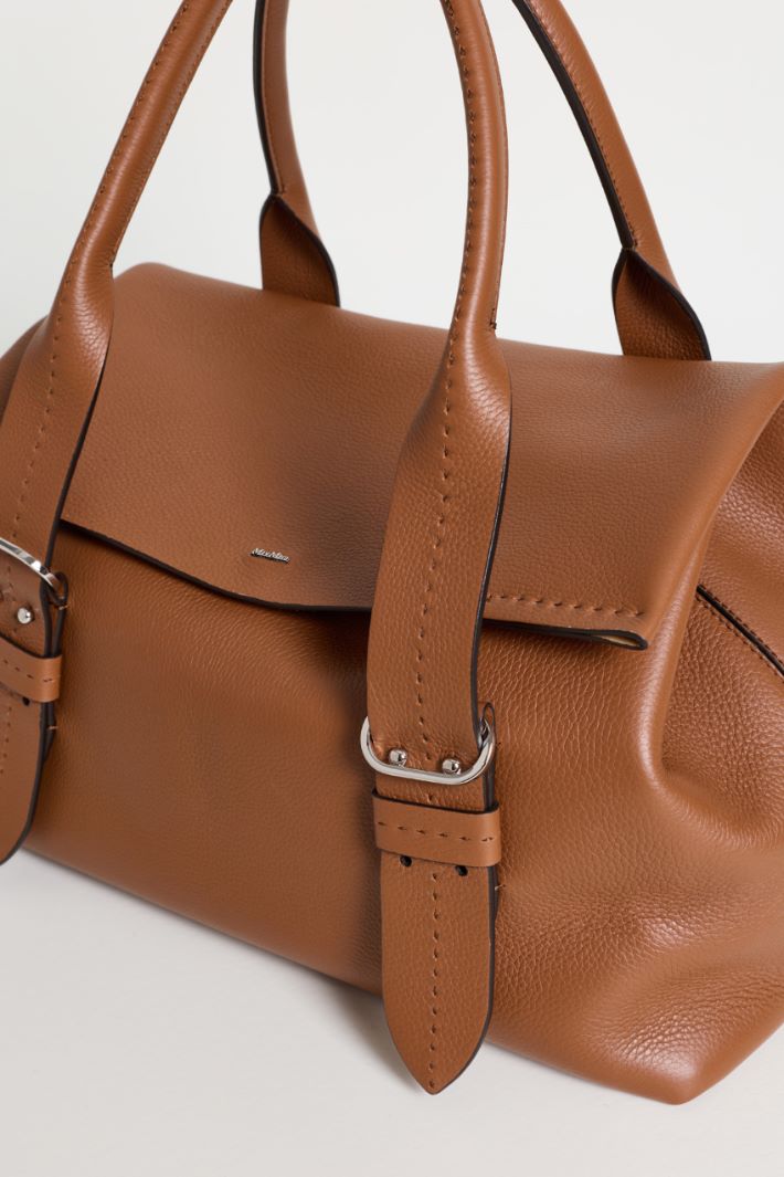 Satin-finish leather handbag - BROWN - Intrend - 4