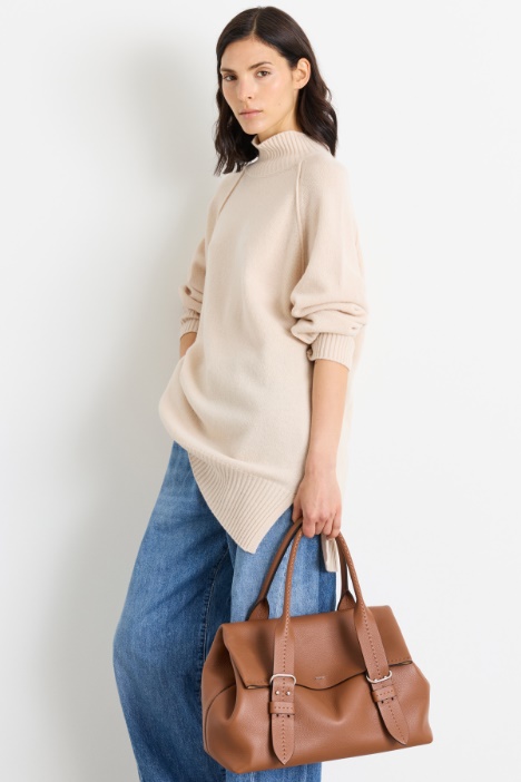 Satin-finish leather handbag - Intrend