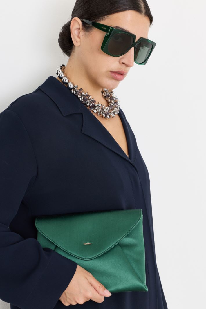 Satin envelope clutch - GREEN - Intrend - 5