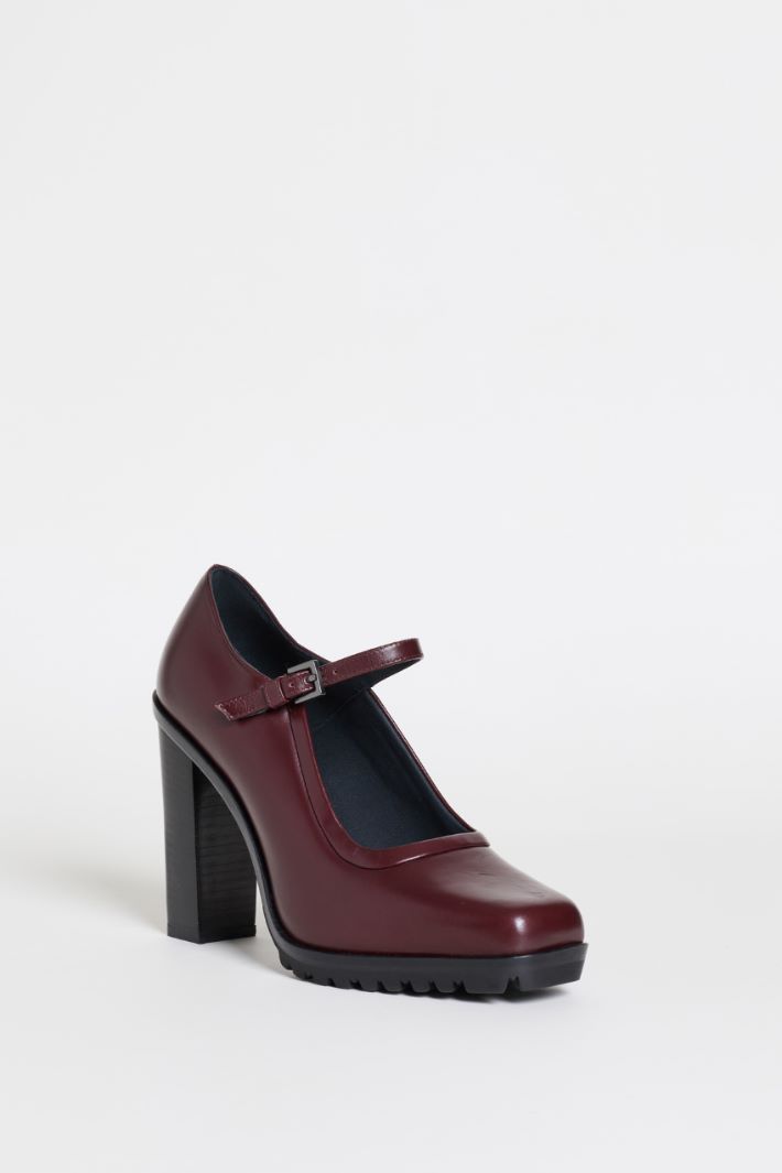 Leather Mary Janes - BORDEAUX - Intrend - 2