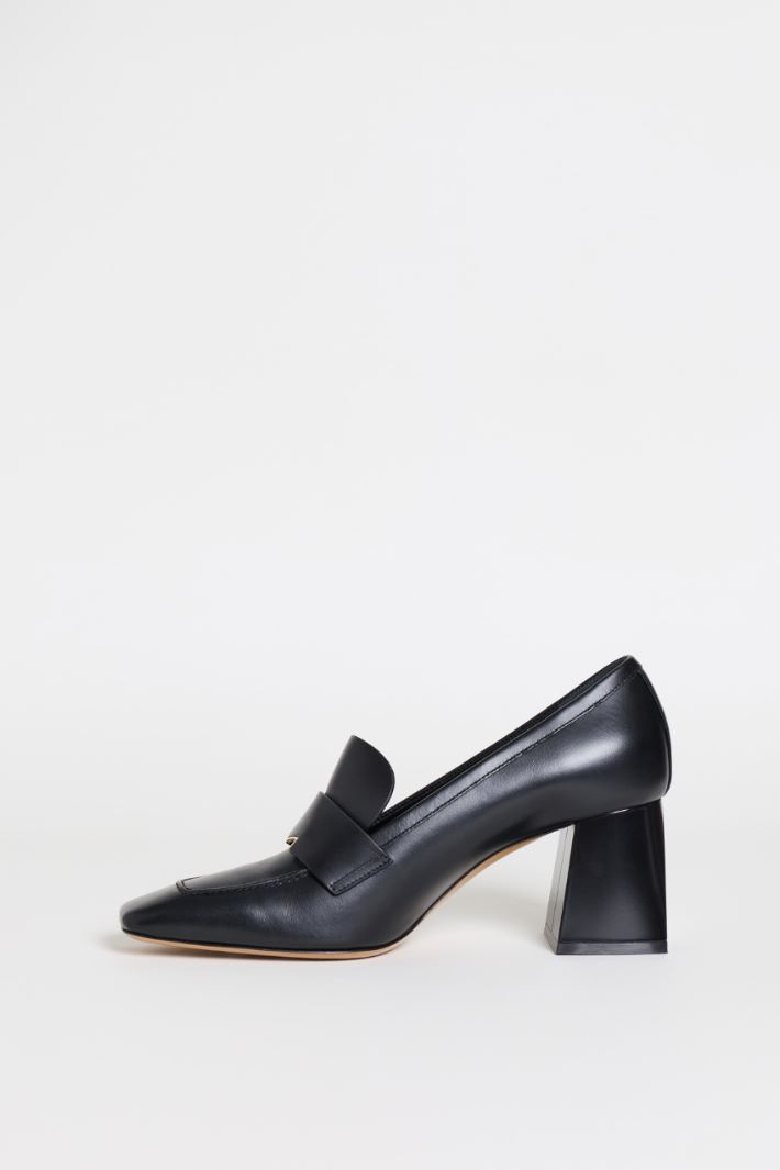 Mocassins à talon en cuir - NOIR - Intrend - 3