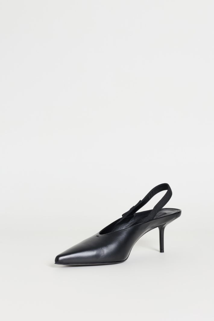 Leather slingback mules with bow - BLACK - Intrend - 3
