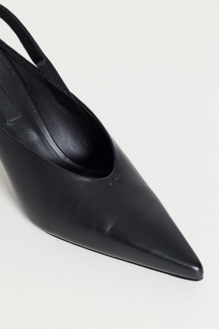 Leather slingback mules with bow - BLACK - Intrend - 4
